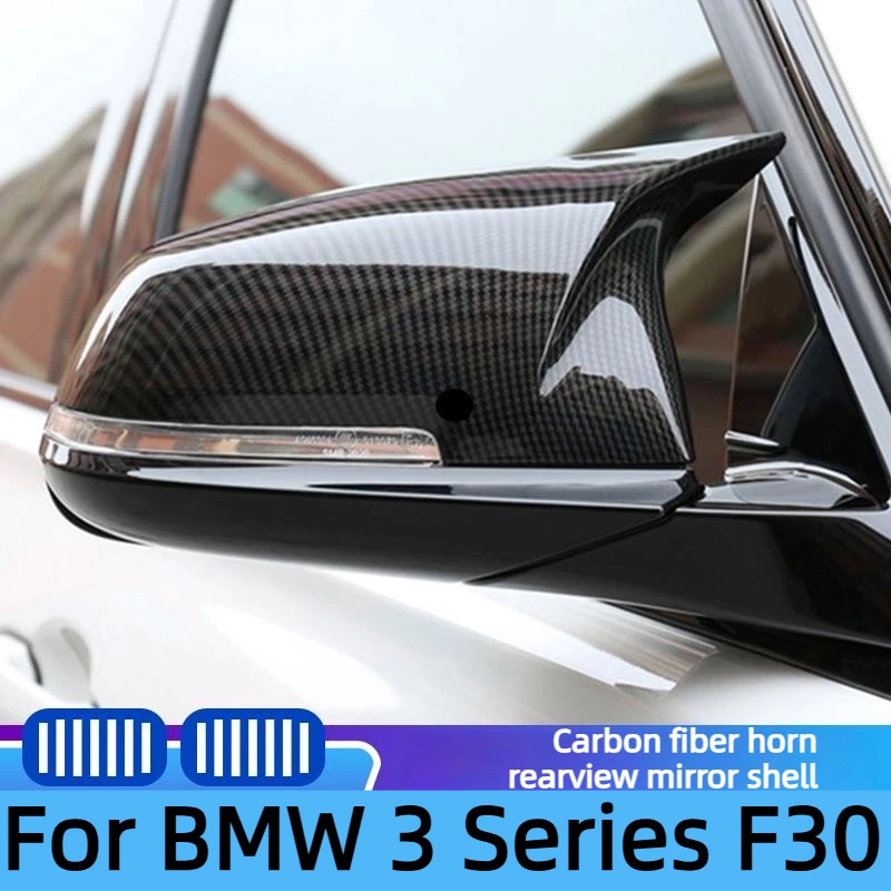 Carbon Fiber Ox Horn Rearview Mirror Cover For BMW 3 Series F30 Accessories 2019/2018,Lightweight Noise Reduction 2012-2017