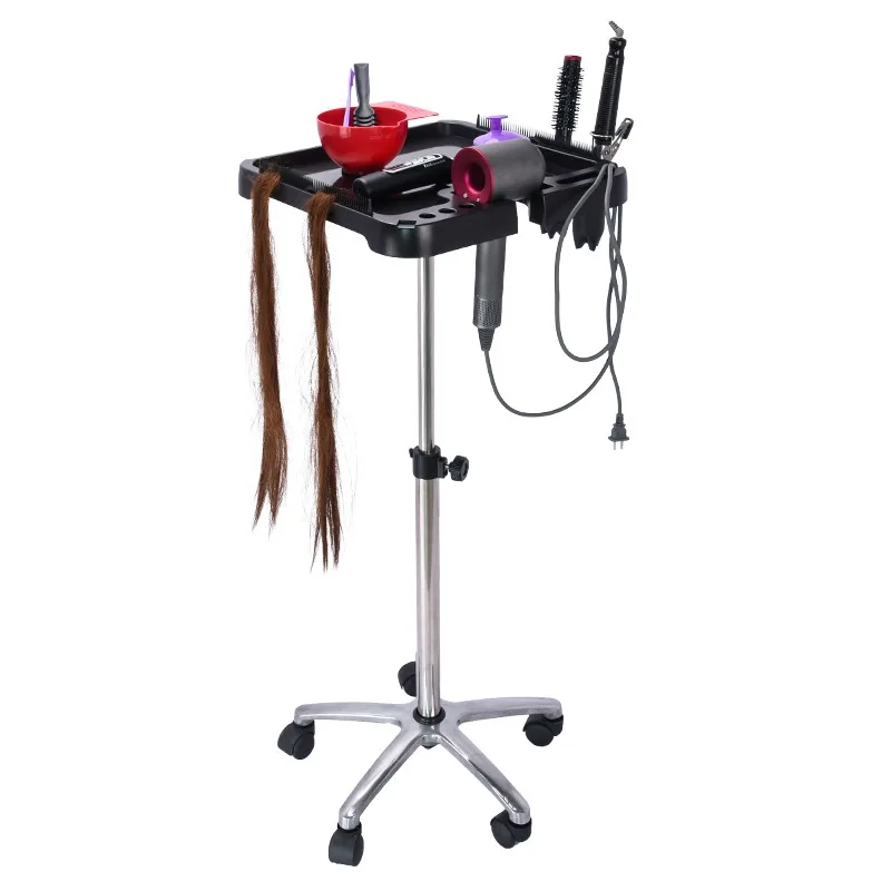 Hairstylist Magnetic Rolling Aluminum Tray Cart on Wheels, Hair Salon Wig Holder Removable Hair Extension Tool Tray