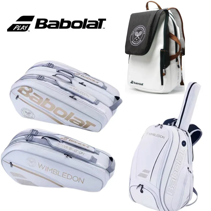 

2023 Genuine Babolat Tennis Backpack Pure Wimbledon Co-branding Tennis Bag Large Capacity 2 Usages Unisex Squash Raquete Bags