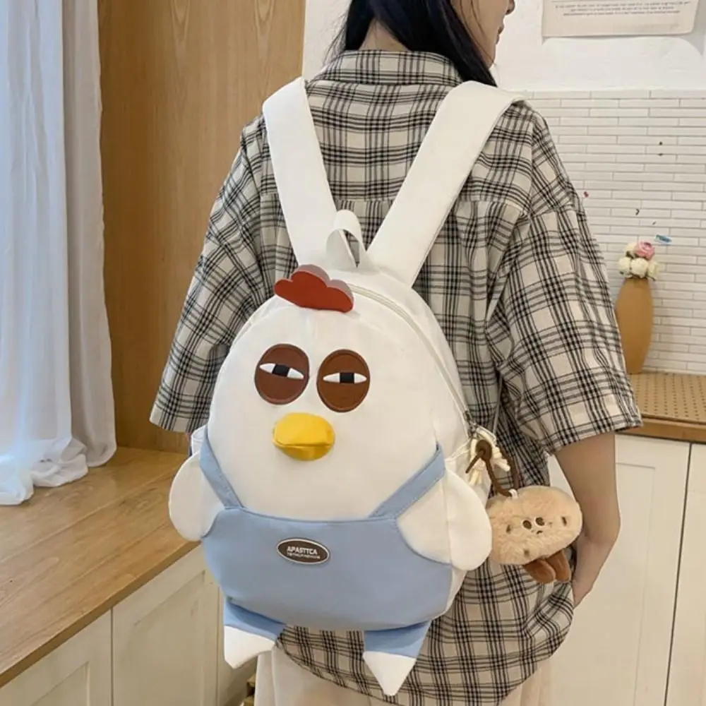 

Fashion Large Capacity Chicken Nylon Backpack with Pendant Funny Hen Shape School Bag Kawaii Cartoon Students Book Bag Travel