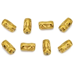 5pcs 8mm Stainless Steel Gold Color Wave Charm Long Tube Loose Spacer Beads for DIY Bracelet Necklace Jewelry Making Supplies
