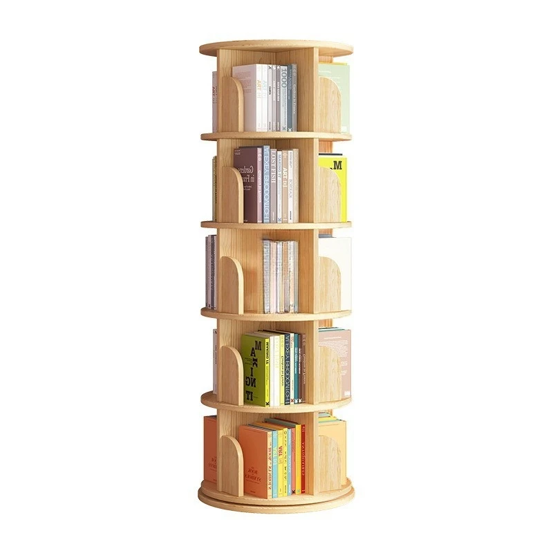 

Modern Home Wooden Bookshelf Durable Corner Shelf Rotating Design Living Room Furniture Bookshelf