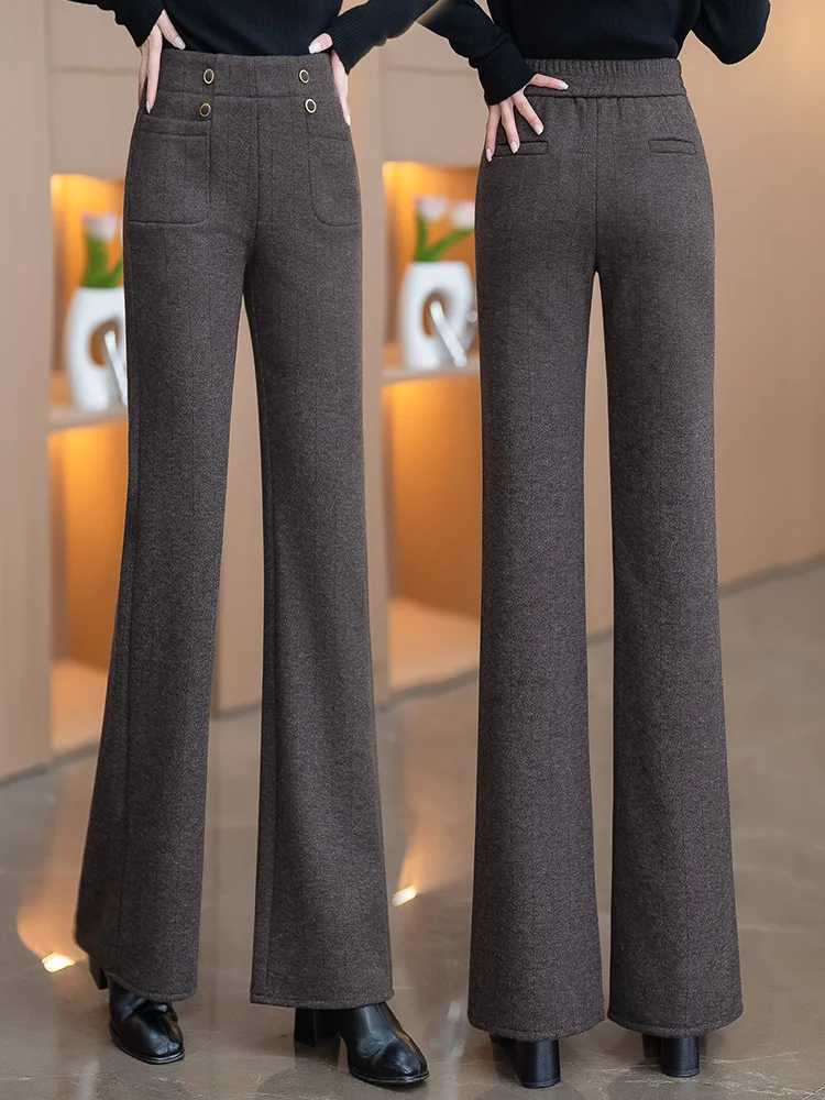 Deep Grey High Waist Flared Casual Pants Women's 2025 Spring Autumn Style Versatile Slimming Fashionable Trousers view 4