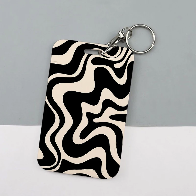 Liquid Swirl Retro Keychain Card Holder Abstract in Light Sage Light Blush Keychains Bank Bus ID Credit Cards Key Ring Chains