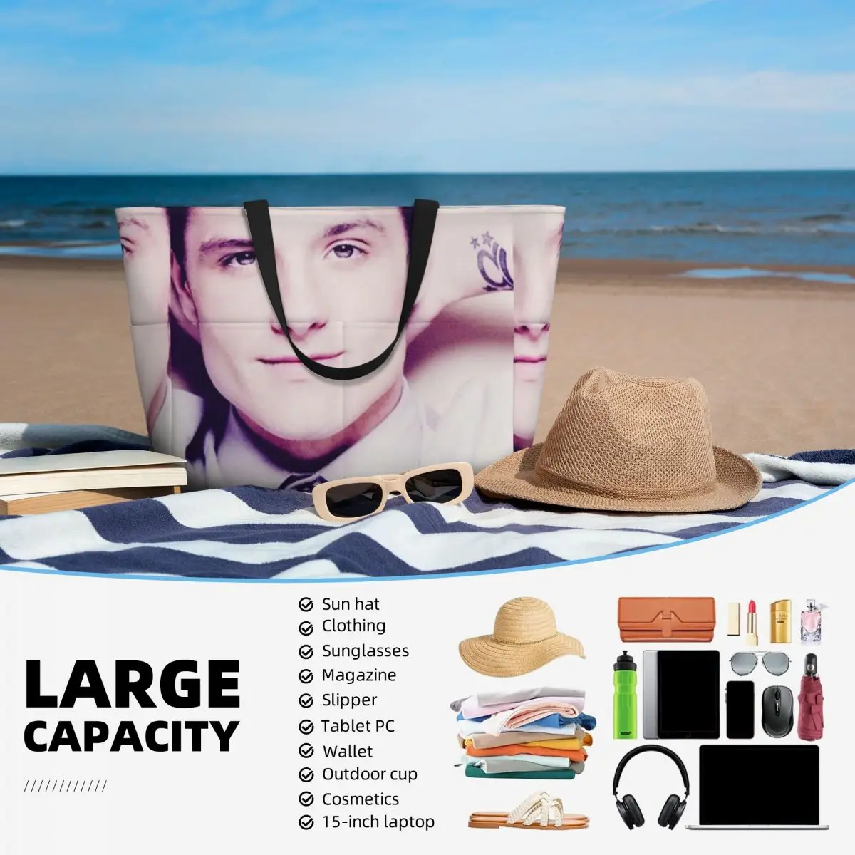 جوش هاتشرسون صافرة ميمي أغنية الموسيقى حقيبة حمل على الشاطئ حقيبة رياضة رياضة اليوغا واق من المطر حقيبة حمل كبيرة المرأة حقيبة سفر حقيبة اللياقة البدنية #5