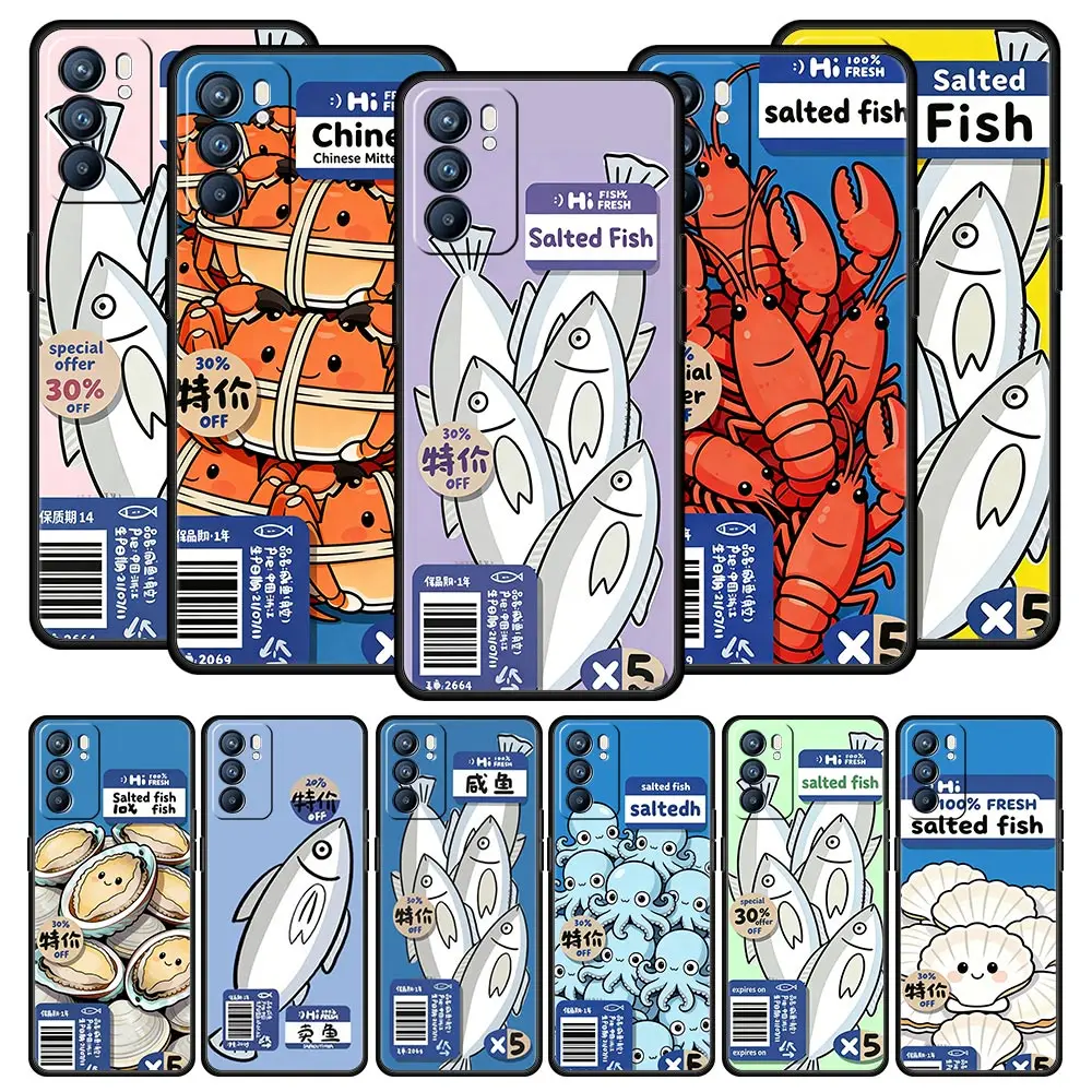 Discounted Salted Fish Phone Case For Oppo Reno14 Reno13 Reno12 11 F 10 Find X5 X9 Pro A54 5G A53 A9 A16 A78 4G A80 A98 Cover