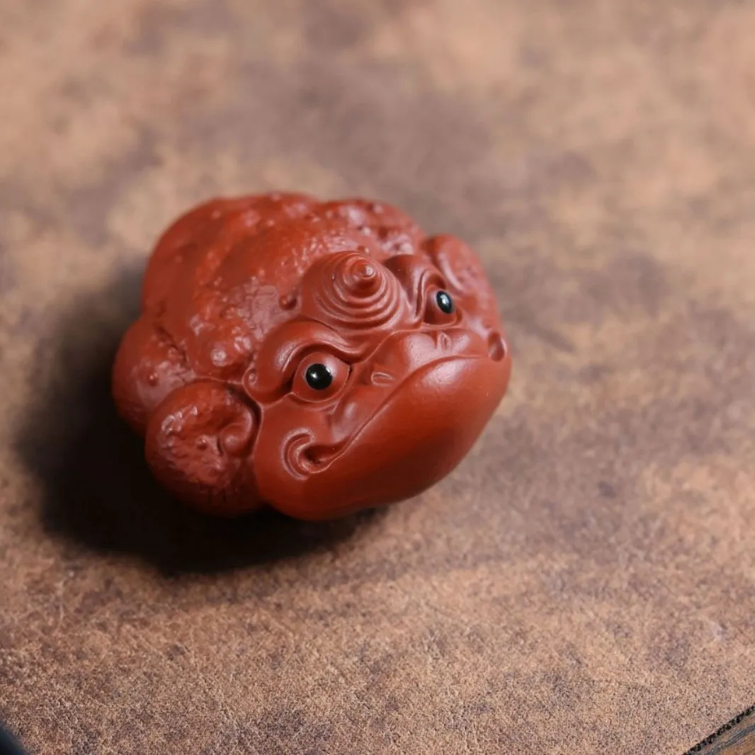 Purple Golden Toad Ornament, Zhuni Clay Miniature Art Collectible, Nurturables, Fortune-Attracting Decorative Piece, Tea Ceremon