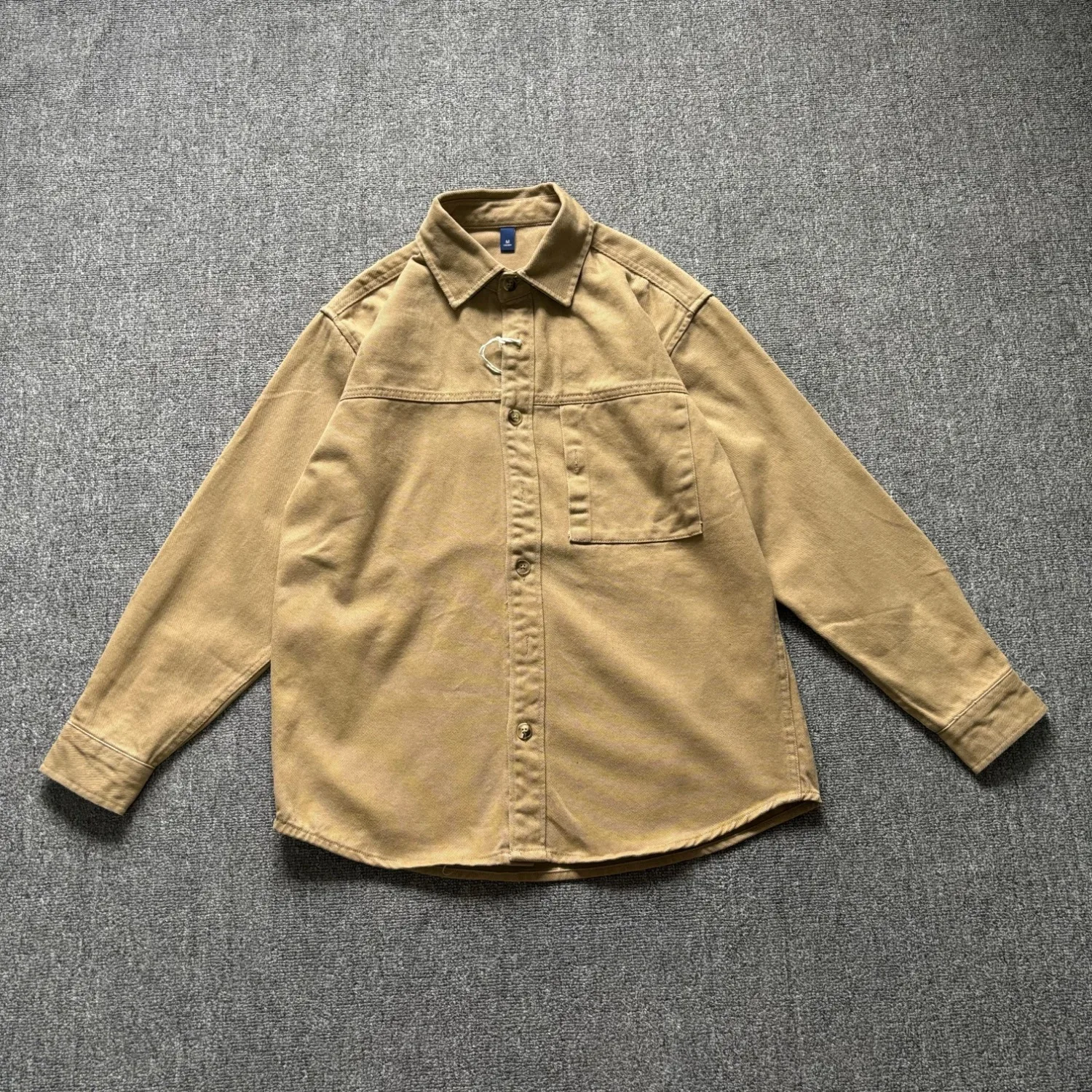 Retro heavyweight pure cotton washed work shirt jacket men's loose and versatile casual shirt