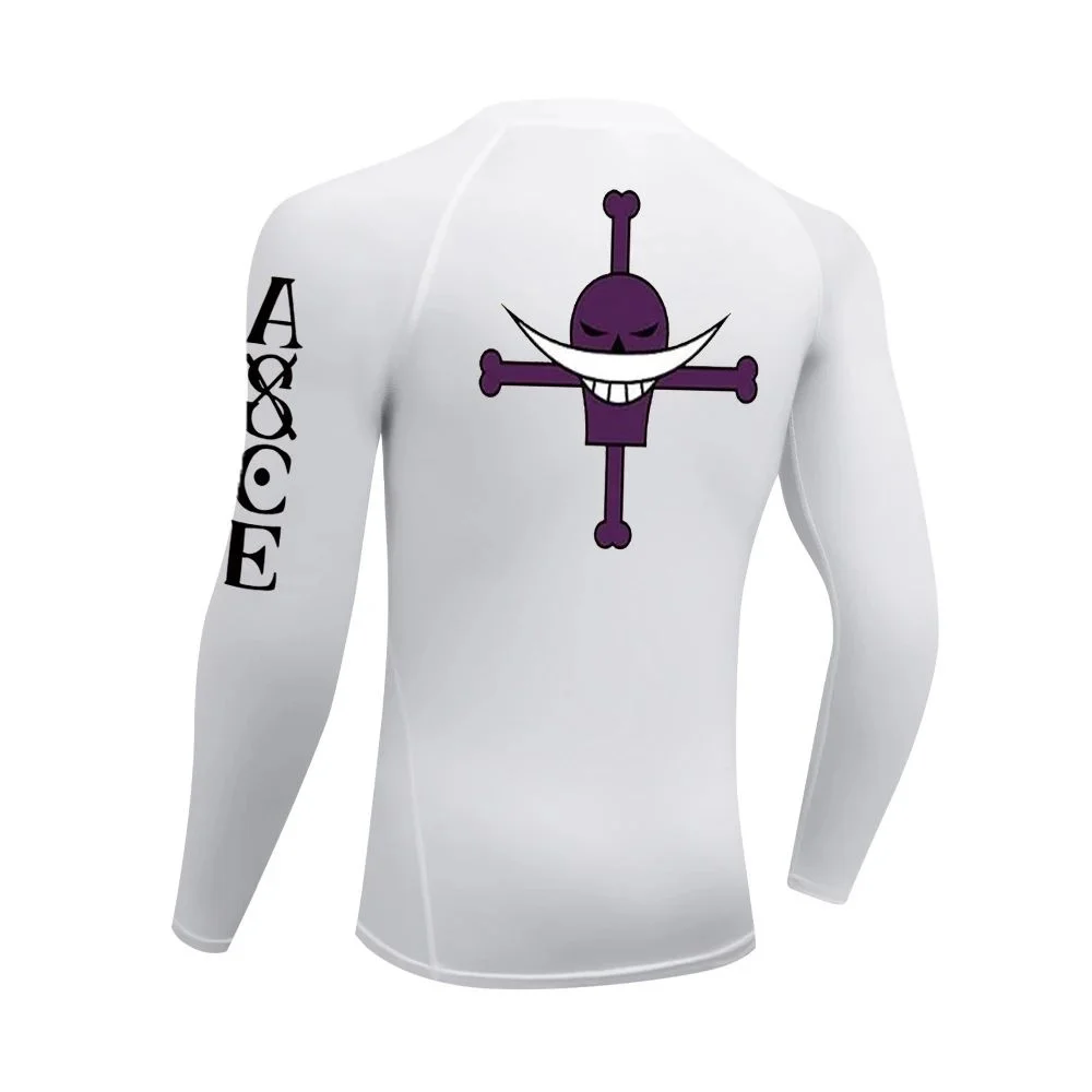 One Piece Men's Rash Guard Anime Comic Printed Gym Tight Shirt Fitness Quick Drying Rash Guard Sports Tight Top