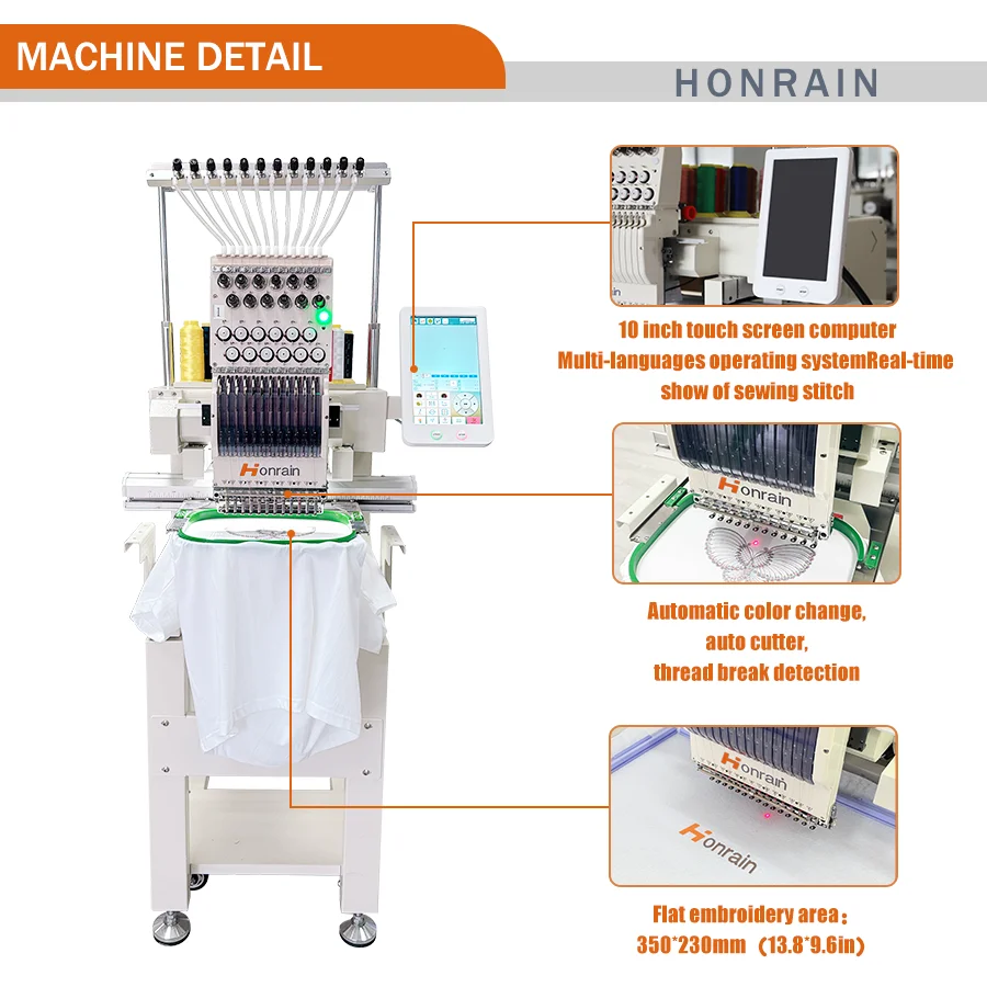 New Home Use Computerized Cap & Flat Embroidery Machine with 12 Needles Motor & Bearing Core Components