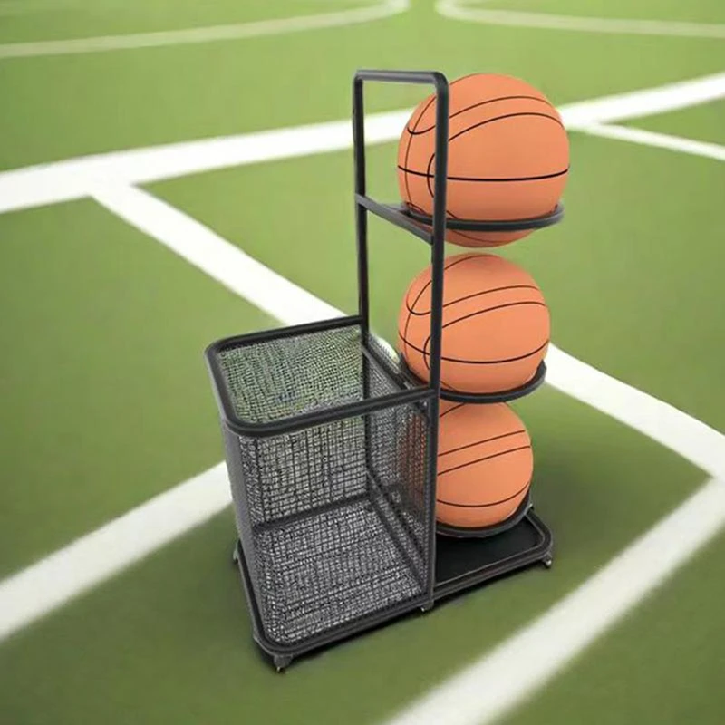 Basketball Storage Rack Sports Ball Soccer Organizer Multi Layer Ball Storage Stand Cast Iron Garage Organizer