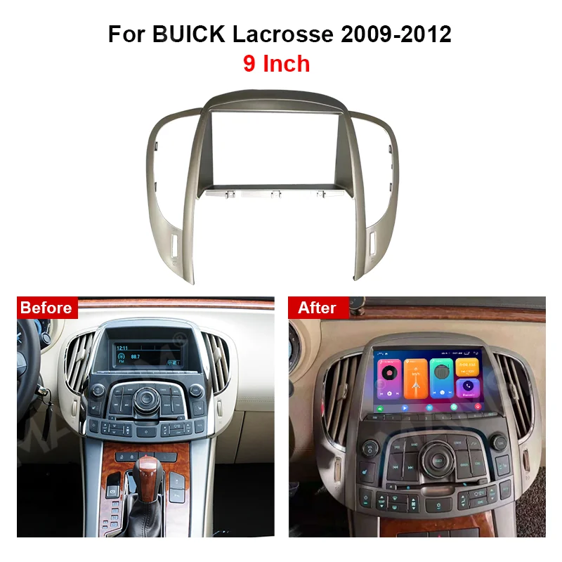 MAMSM 9'' For Buick Lacrosse 2009-2012 Fascia Car Radio Stereo Android Player 2 DIN Head Unit Panel Dash Frame Cover Wire Canbus