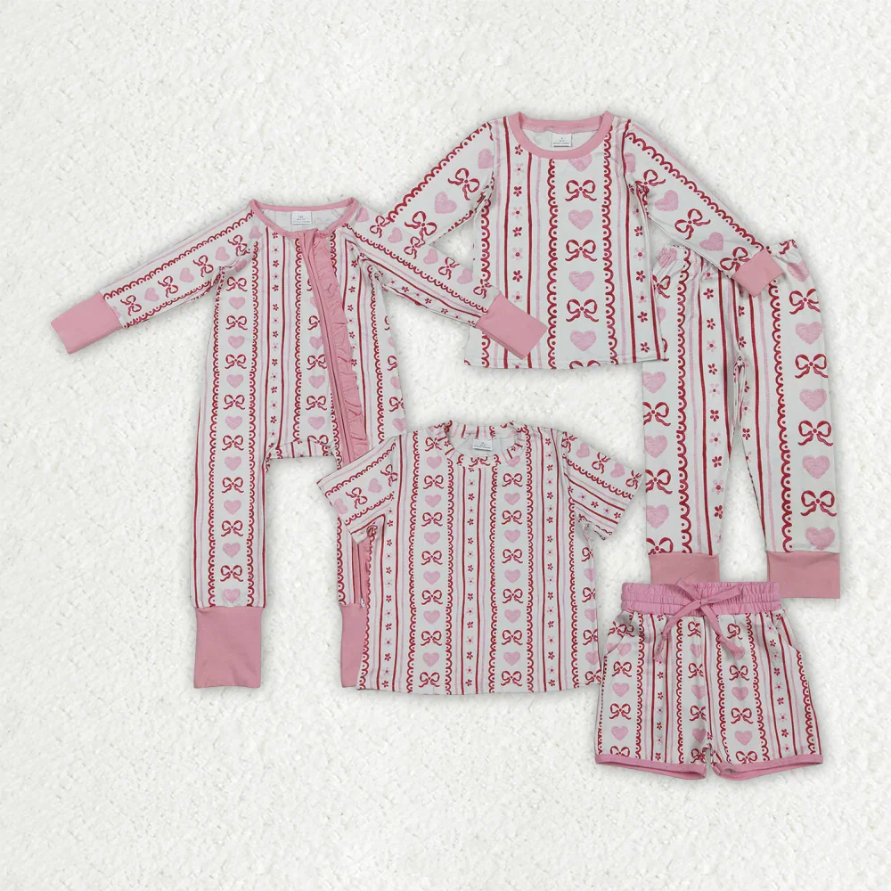 

z1117-09 GLP2984 Wholesale Boutique kids clothes girl valentine love bow long sleeve pants Set Spring Children clothing