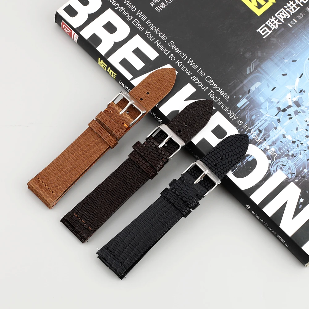 New Top Grade Lizard Pattern Genuine Leather Watch Band Strap 18mm 19mm 20mm 22mm Men Women Simple Stylish Wristwatches Band