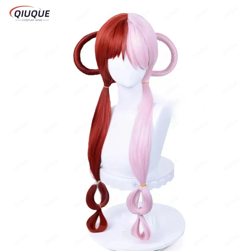 2025 yiyi Anime ONE PIECE FILM UTA Cosplay Long Pink Red Heat Resistant Synthetic Hair Halloween Party Wigs + Wig Cap view 4