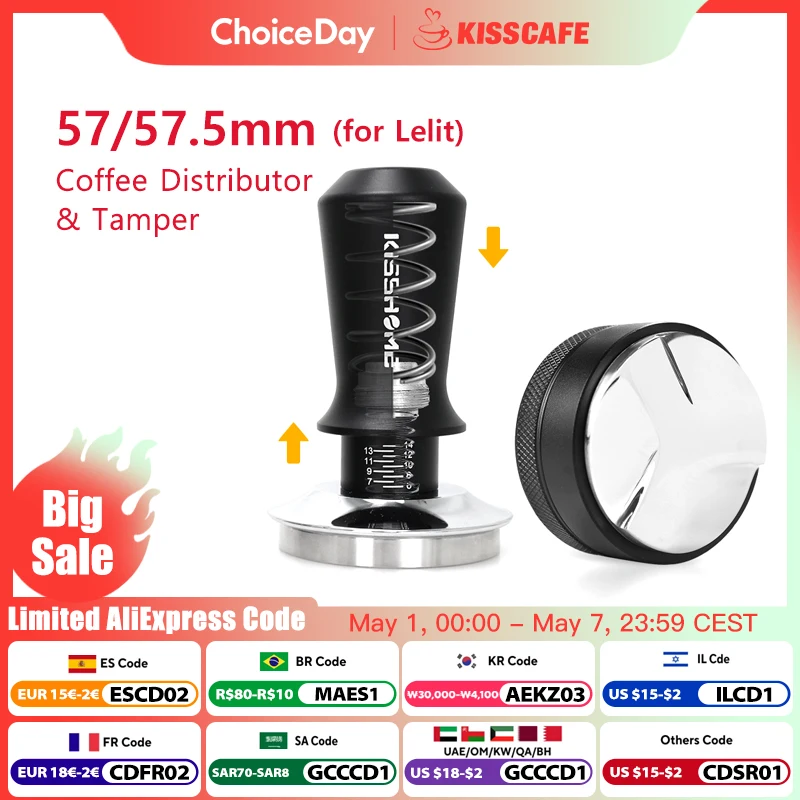 Coffee Tamper 57mm 57.5mm Distributor Tamping Station Constant Pressure 30Lbs For Lelit Anna Espresso Accessories Barista Tools