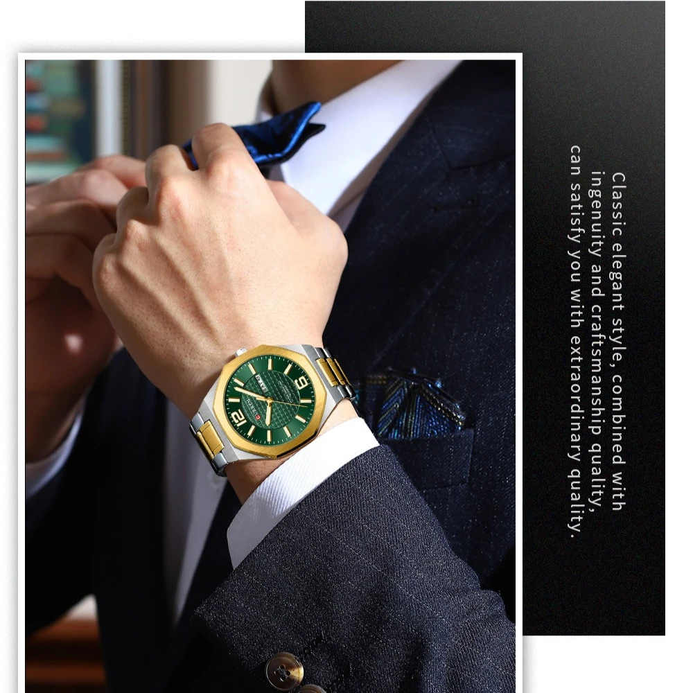 Curren 8476 Men's Watch Fashion Automatic Date Week Design Waterproof Stainless Steel Strap Business Quartz Watches for Man