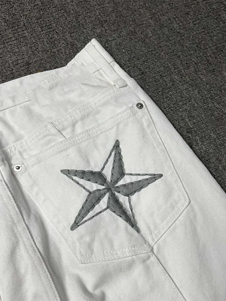 Trendy Brand Simple Versatile Men\'s and Women\'s High Street Casual Jeans Spring Autumn New Star Embroidery Pocket Denim Pants