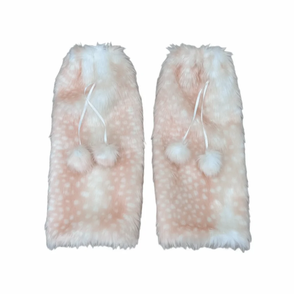 

Soft Fawn Dot Winter Leg Warmers Y2k Fur Ball Plush Leg Coverings Kawaii Lolita JK Long Stockings Spicy Girls