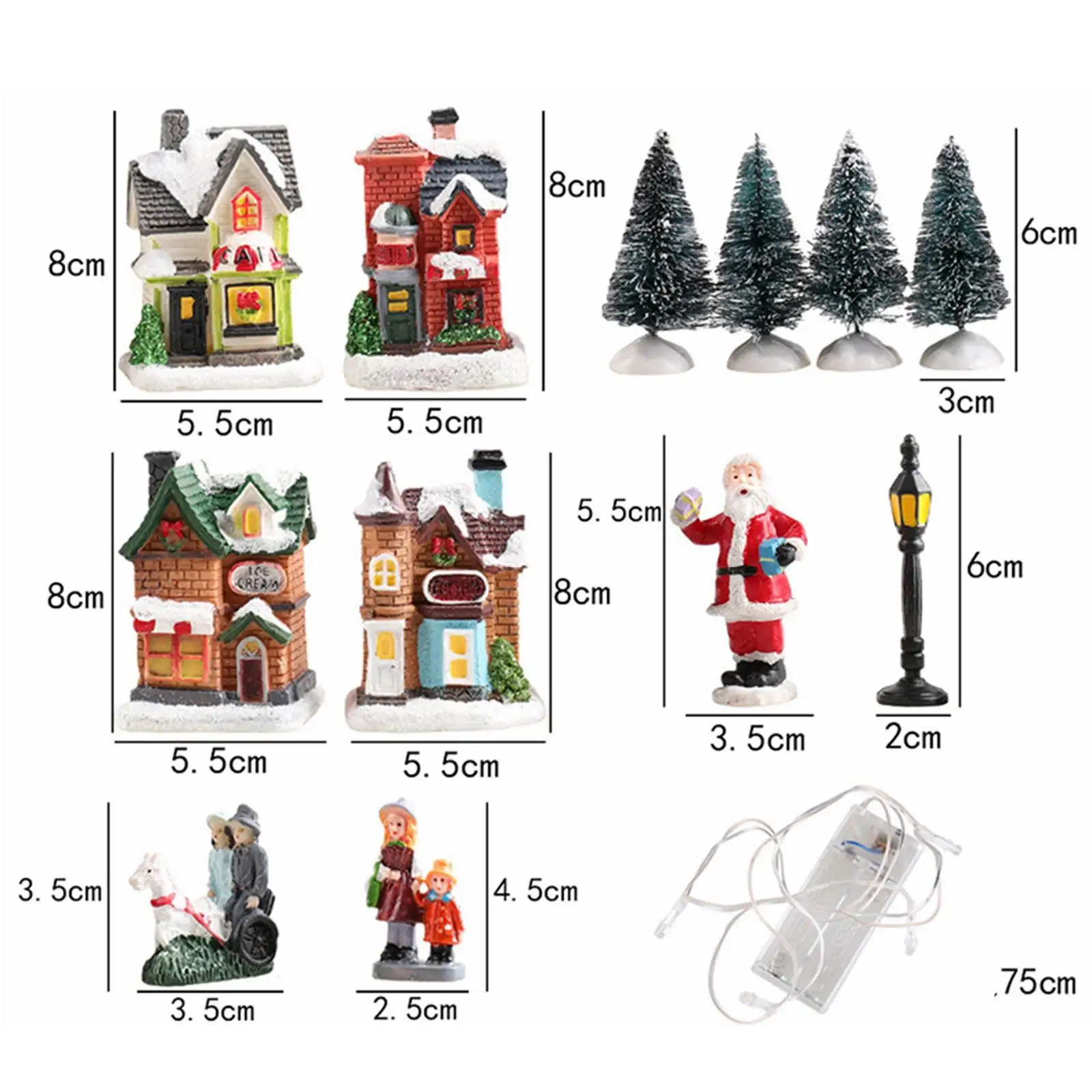 

4x Christmas Glowing House Christmas Scene Ornament for Decorating Hotels Holiday Display Indoor Home Desktop Ornaments