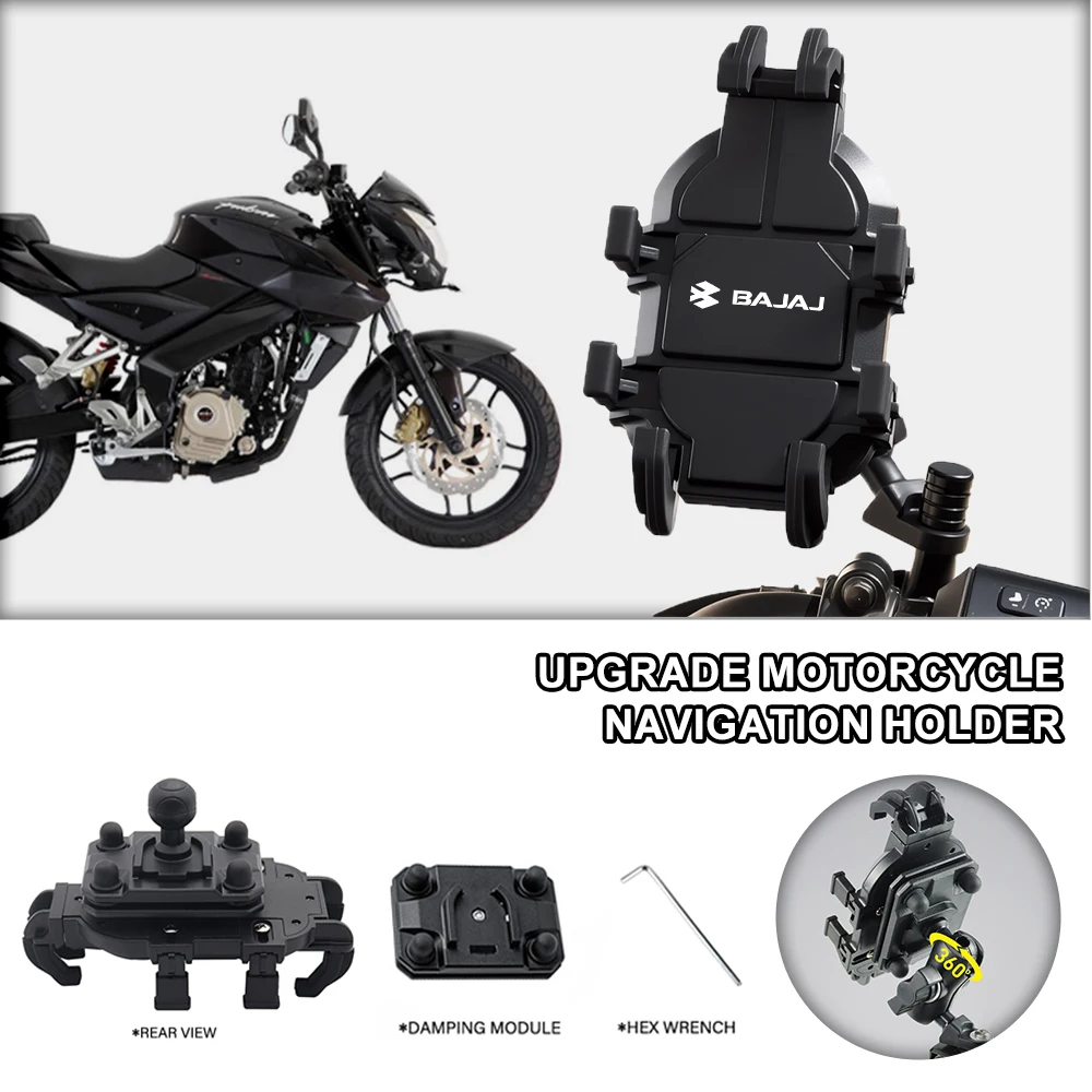 Soporte para Teléfono de Motocicleta con Amortiguador Antivibraciones 360 °   Para Bajaj Dominar 400, Dominar 250, Pulsar Touring 200, NS200, TVS