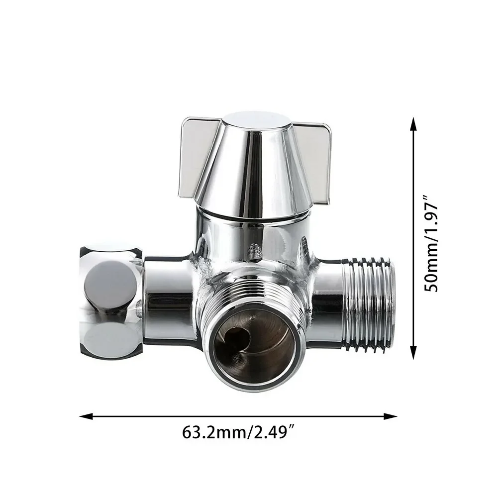 Shower Diverter Valve Spool Tap Splitter Faucet Diverter Outlet Sink Shower Hose Thread Valve T Adapter 1/2inch