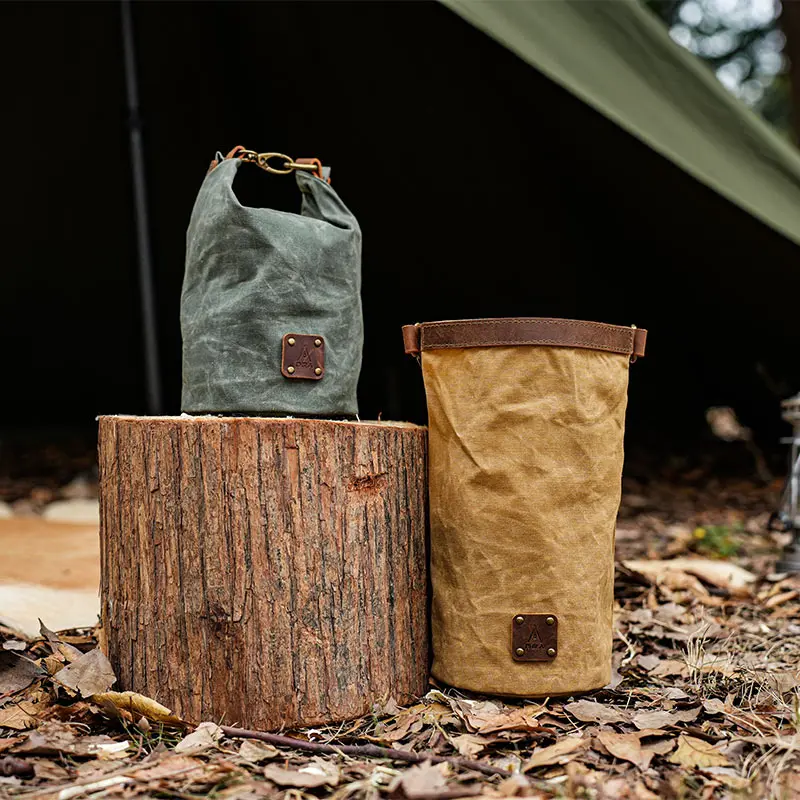 Custom Oil Waxed Canvas Multifunctional Camping Kit Portable Tool With Logo For Mushroom Foraging And Tours