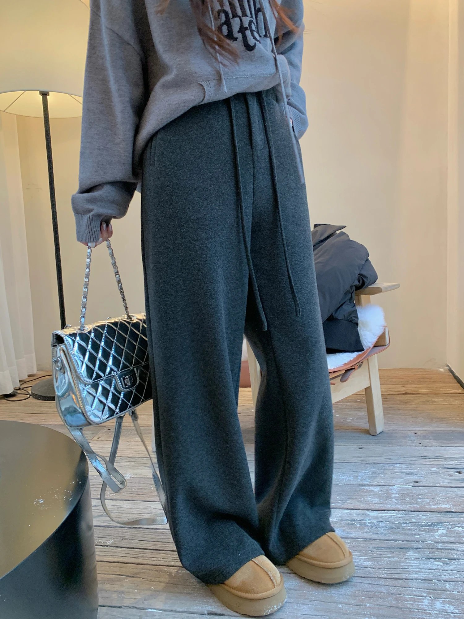 

Женские зимние брюки NAZ больших размеров: эластичные, мягкие, приятные к телу, на флисовой подкладке, прямые, широкие, с завязками, повседневные