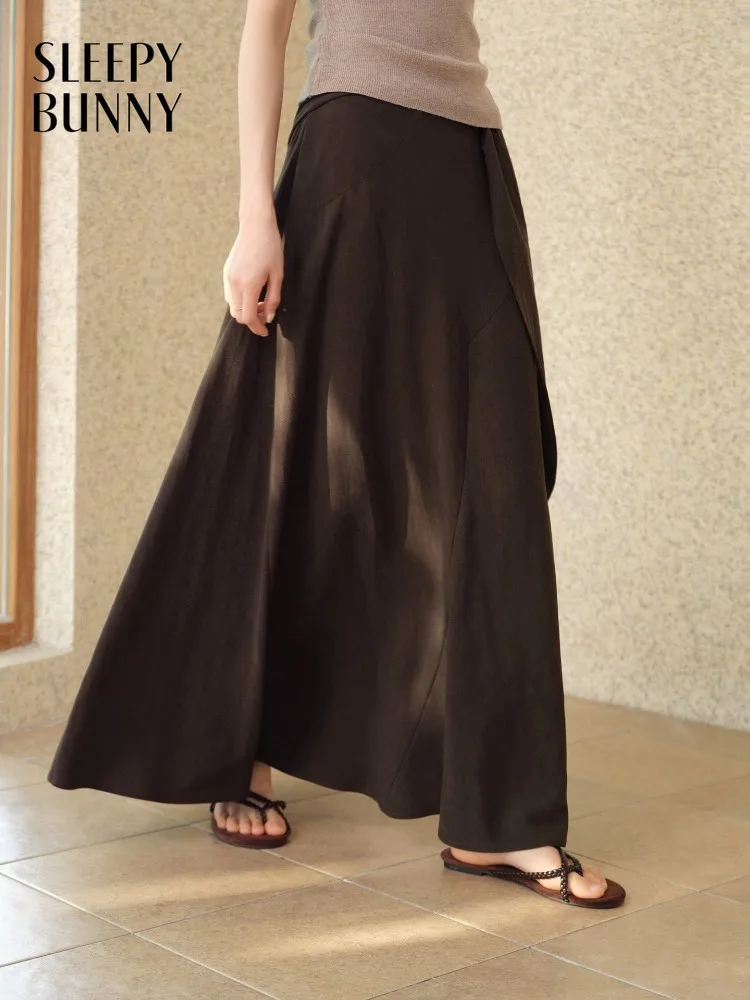 

Women High Waist A Line Maxi Skirt Elegant Side Tie Wrap Skirt Flowing Slim Fit Summer Casual Commuter Outfit Lady Chic Style