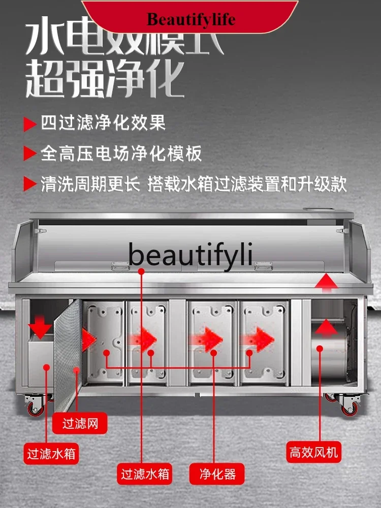 

E132 Flat suction smokeless barbecue truck, no cleaning barbecue machine