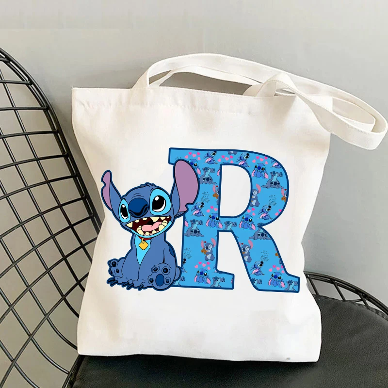 New Stitch Disney Canvas Bags Crossbody Bags for Women Cute Cartoon Letter Printed Shoulder Bags Shopping Bag Birthday Gifts