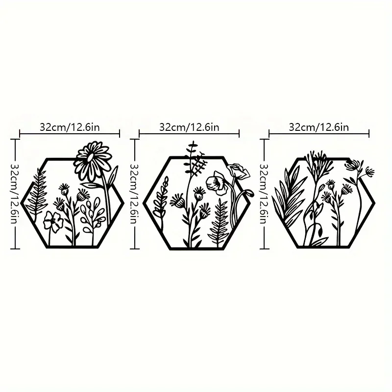 Cifbuy-金属製の花の壁の芸術,花の壁の装飾,家と寝室,3個