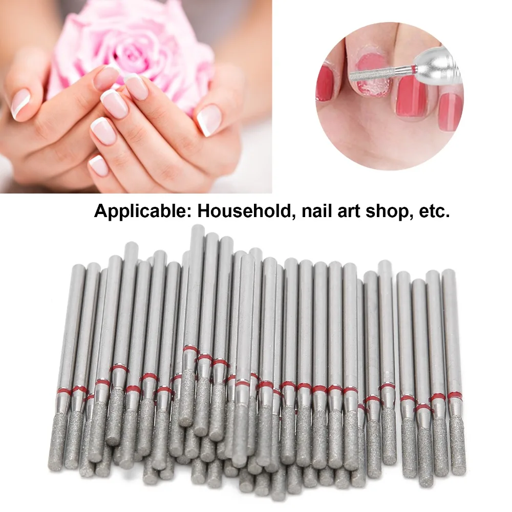50pcs Flat Head Flat Head Nail Drill Bits Dead Skin Removal Cuticle Clean Nail Sanding Heads F-3.3mm F2-2.35mm