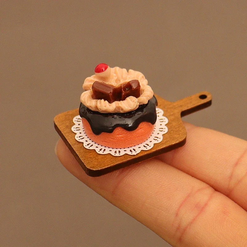 6Pcs Miniature Food Toy Set for Doll Kitchen Accessories; Includes Mini Cake, Tray, Knife and Fork Models