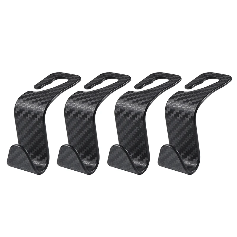 4Pcs Carbon Faser Haken Auto Sitz Kopfstütze Haken Auto Rücksitz Organizer Aufhänger Handtasche Kleidung Halterung Auto Innen Zubehör