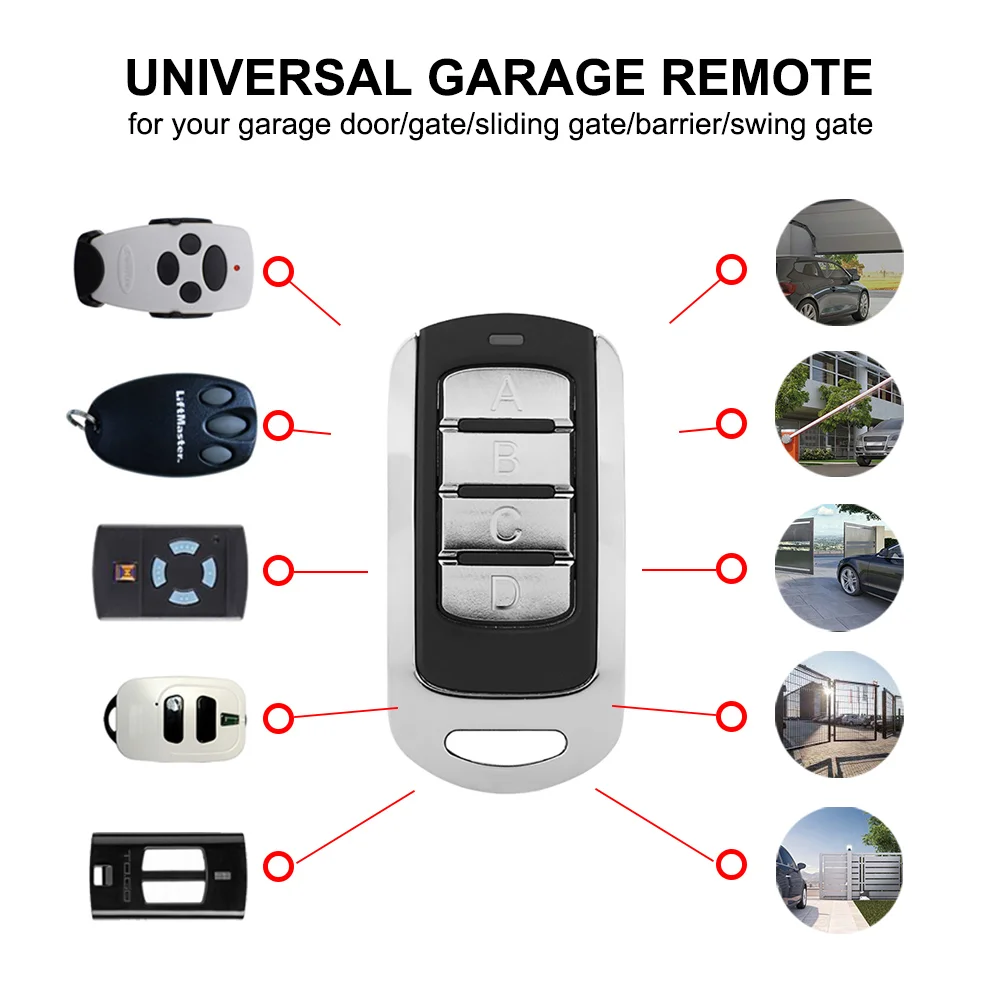 280-868MHz Multi-frequency Garage Remote Control Door Opener 433.92mhz Rolling Code Transmitter Gate Control Keychain Newest