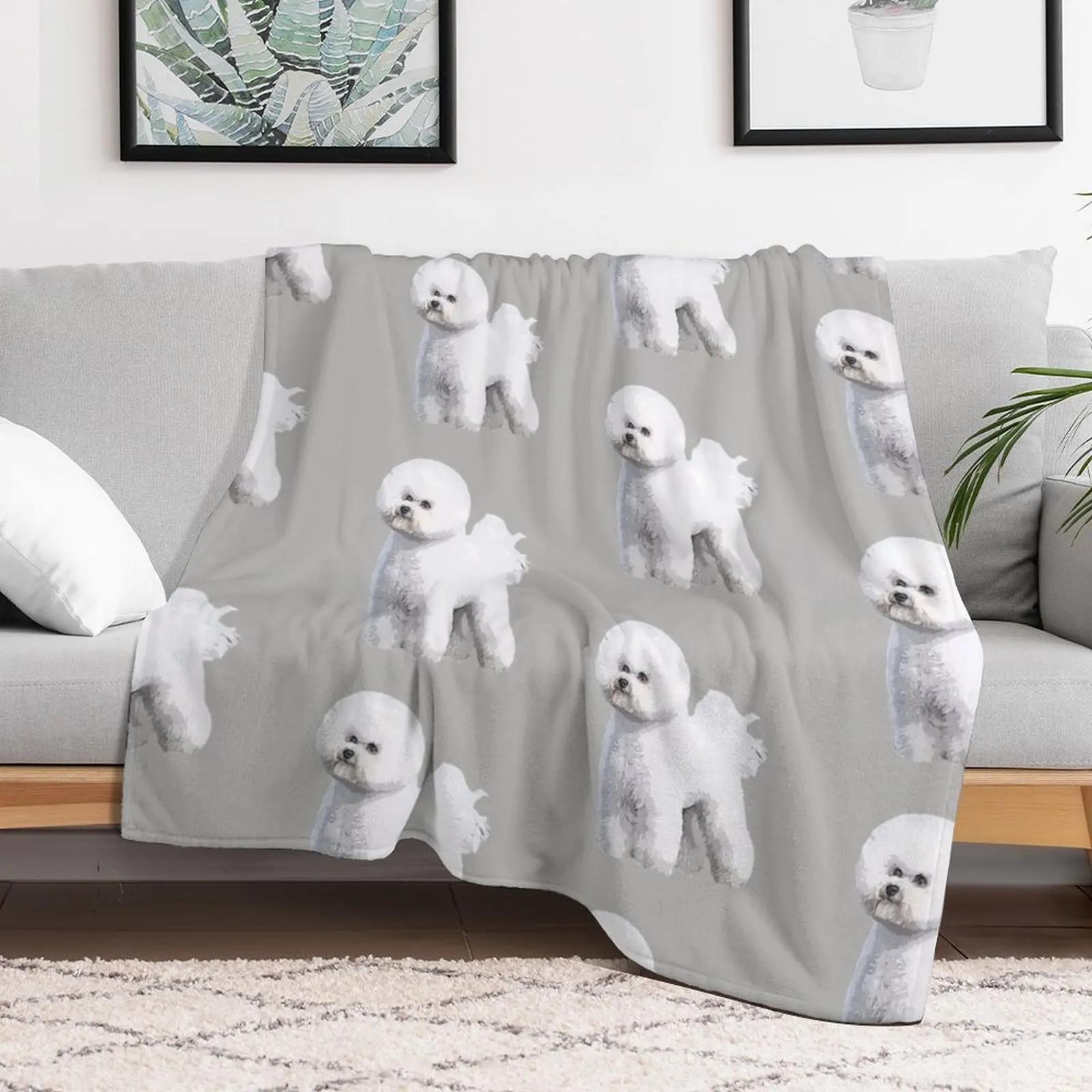 Bichon Frise Standing Beauty Throw Blanket Lightweight Warm Blanket for Indoor Outdoor Use