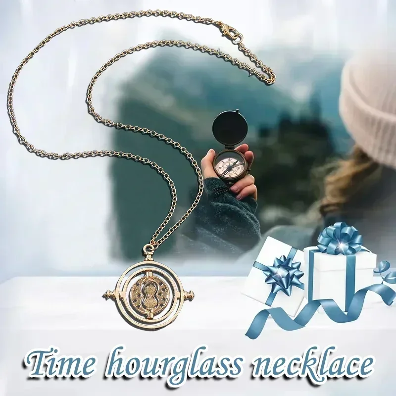 10 unidades de Collar con Temporizador de Tiempo, Reloj de Arena Giratorio 360°, Accesorios de Cosplay de Harry Potter, Convertidor de Tiempo Astronómico, Regalo para el Día de la Madre