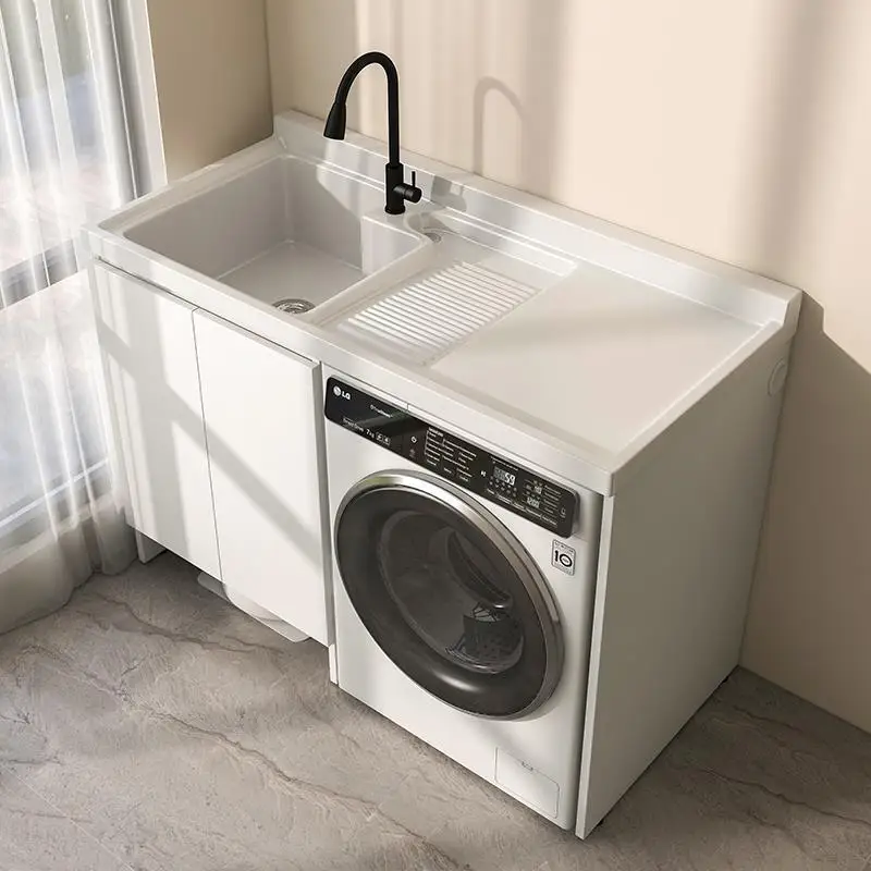 Honeycomb aluminum balcony washing machine cabinet combination hand washbasin integrated laundry cabinet sweeping robot