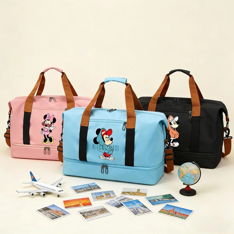 

Disney Mickey Travel Bags for Women Large Capacity Men's Sports Bag Waterproof Female Messenger Bag Dry Wet Dropshipping Handbag