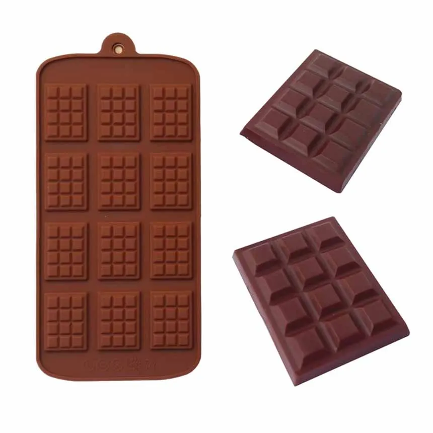 Chocolate Silicone Mold 12 Long Square Plaid Silicone Mold Cake Decorative Mold Chocolate Block Insert Waffle Silicone Mold