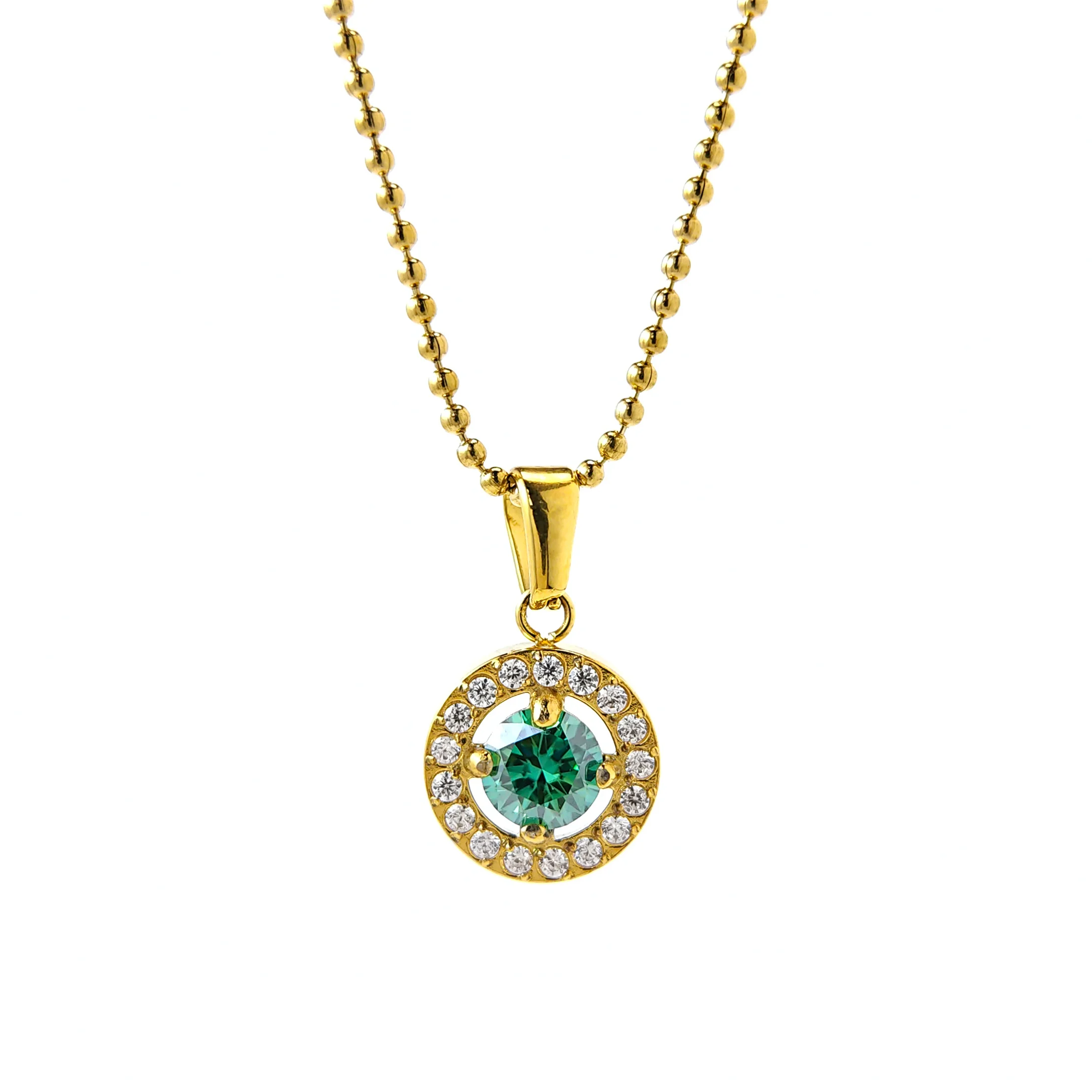 

1pc 0.5carat Golden Pendant Necklace with Green Synthetic Moissanite. with Its Simple Yet Elegant Design.