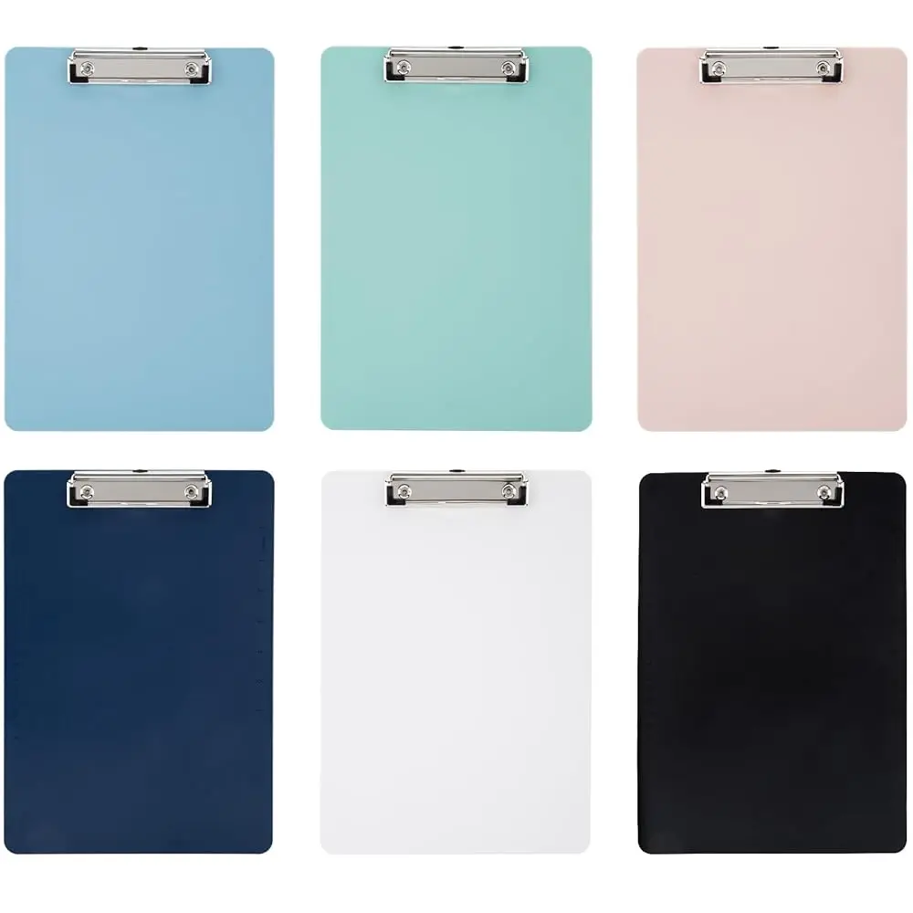 

6 Pack Plastic Clipboards with Low Profile Clip, Hanging Clipboards Bulk, Clip Boards 8.5x11 Holds 100 Sheets, A4 Letter Size