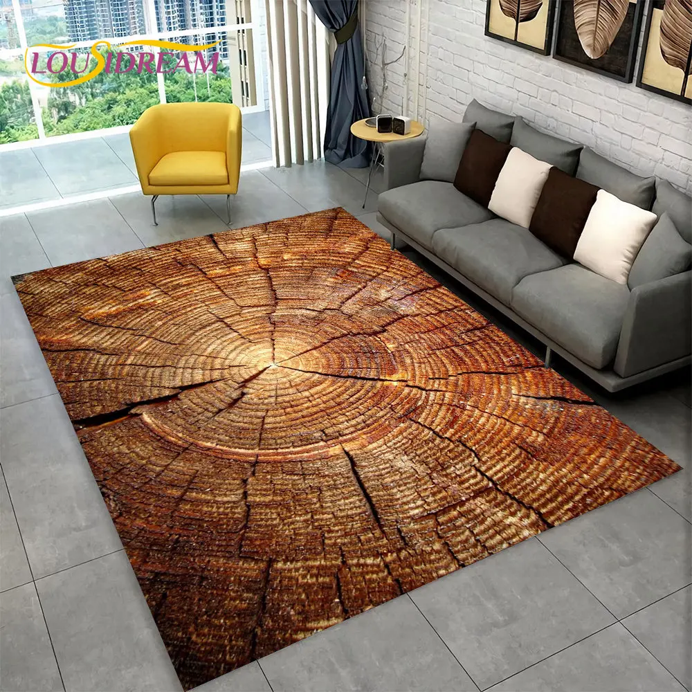 Alfombra de área Retro de grano de madera 3D grande, alfombra para el hogar, sala de estar, dormitorio de niños, decoración de sofá, Alfombra de