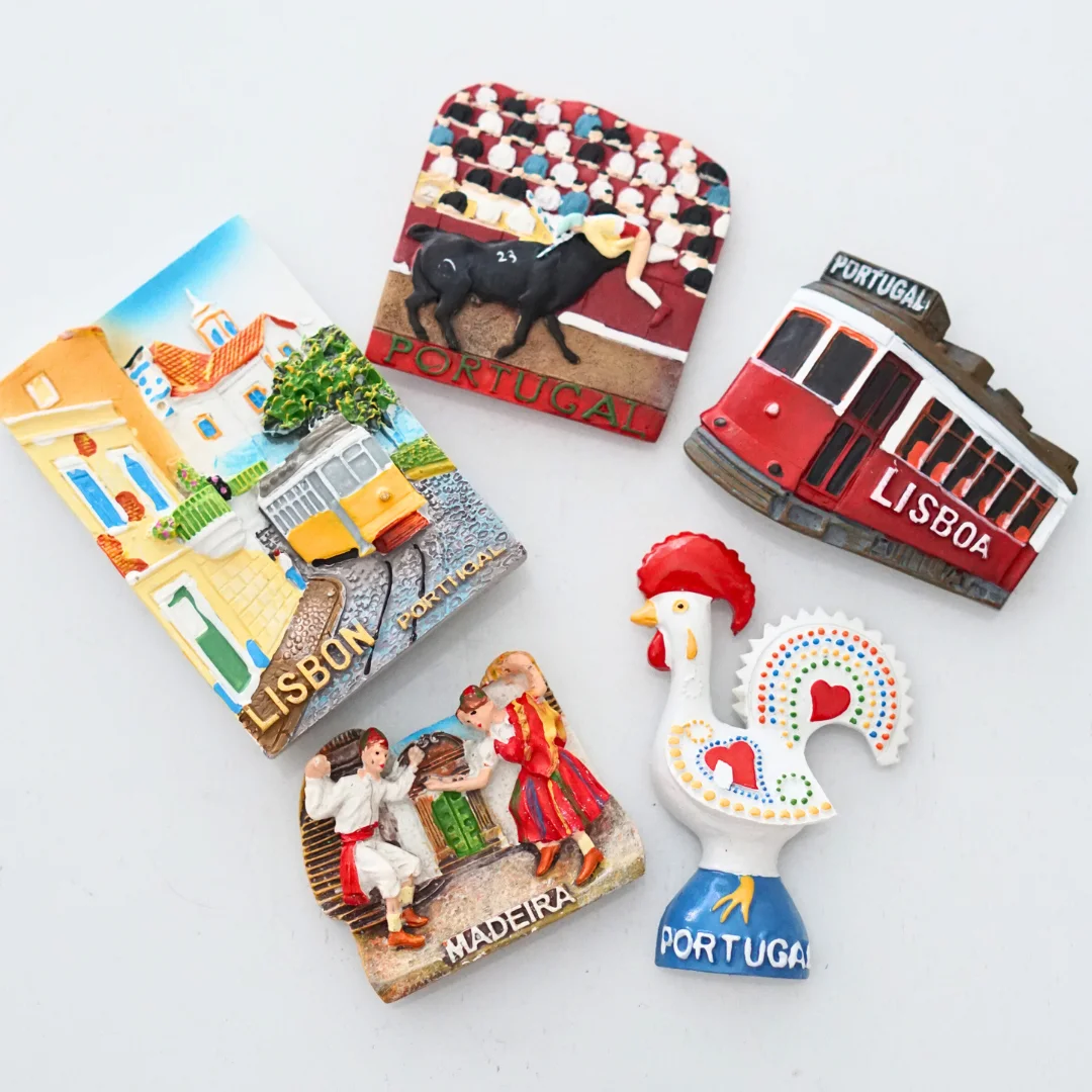 1pc, Portugal Fridge Magnets, Lisbon Madeira Portugal Lisbon Bus Bullfighting Fridge Stickers, Colorful Home Kitchen Decorations