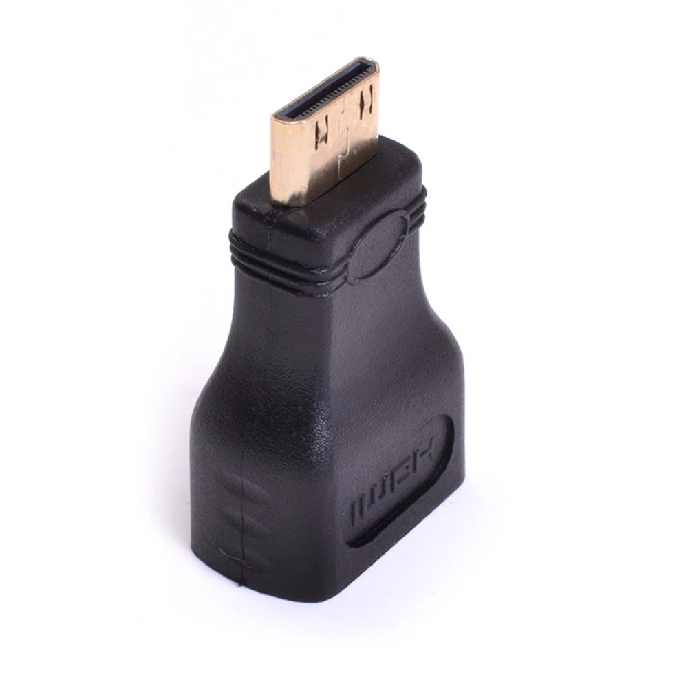 Mini HDMI Male to Standard HDMI Female Adapter Type-C to Type-A Supports 1080P@60Hz for DSLR Camcorder Gaming Console Gold-Plate