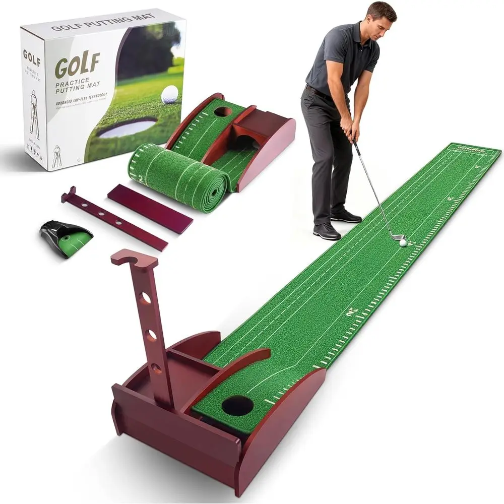 

Indoor Golf Practice Mat with Auto Ball Return, Perfect for Home or Office, Ideal Gift for Golf Enthusiasts