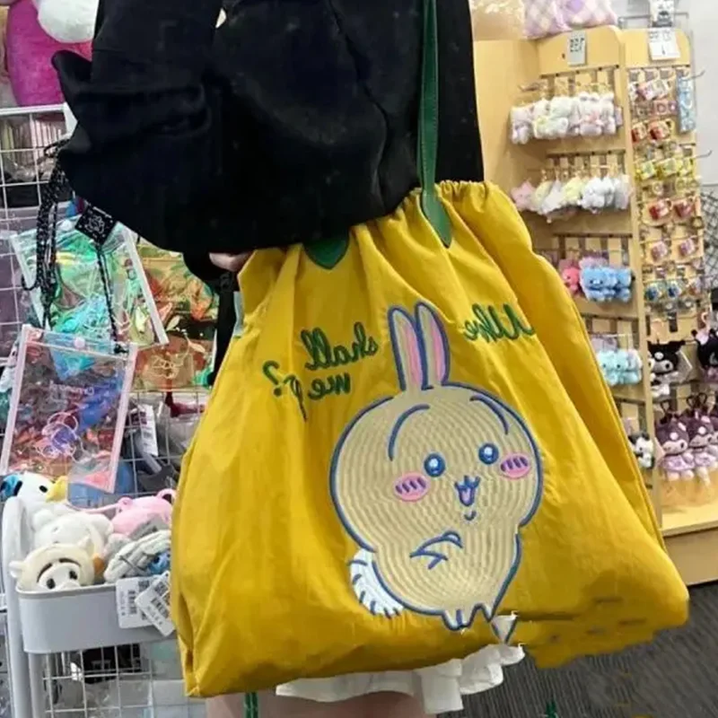 

Kawaii Miniso Chiikawa Handbag Hachiwareusagi Cartoon Embroidered Bag Girl Outgoing Shopping Bag Large Capacity Girl Gift