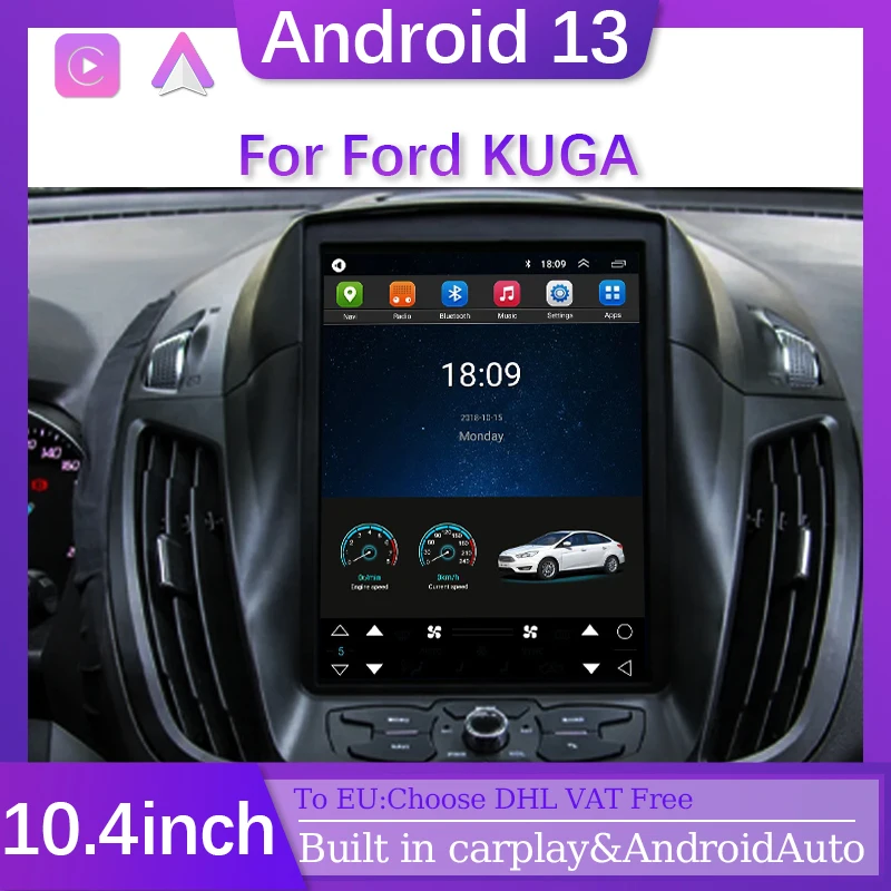 

Tesla Style car screen android auto Carplay For Ford Kuga Escape Navigation Car radio 1 din Car Multimedia Smart car systems GPS