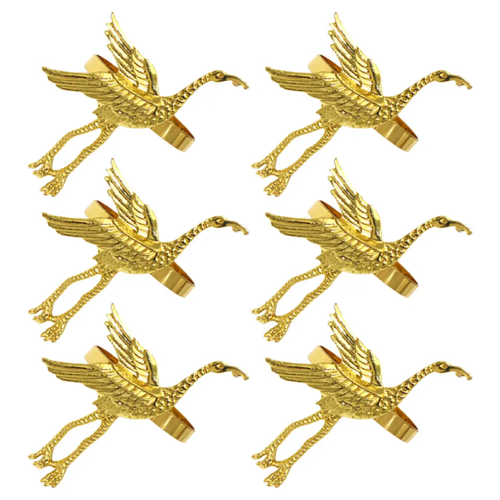 

6pcs Crane Napkin Rings Decorative Metal Holders Banquet Wedding Table Brightly Colored Classic Serviette Fits Most